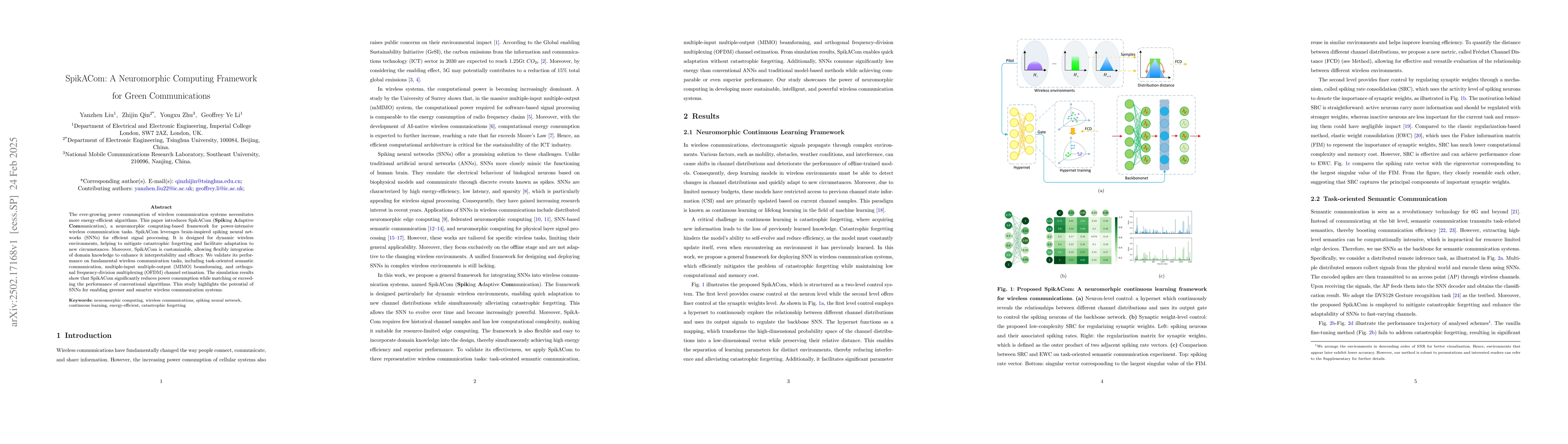 Thumbnail for SpikACom: A Neuromorphic Computing Framework for Green Communications