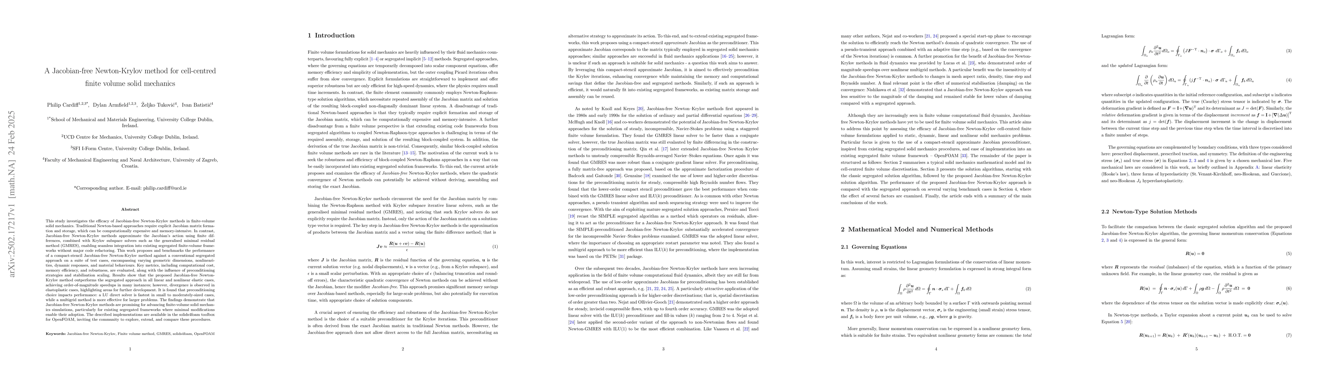 Thumbnail for A Jacobian-free Newton-Krylov method for cell-centred finite volume
  solid mechanics