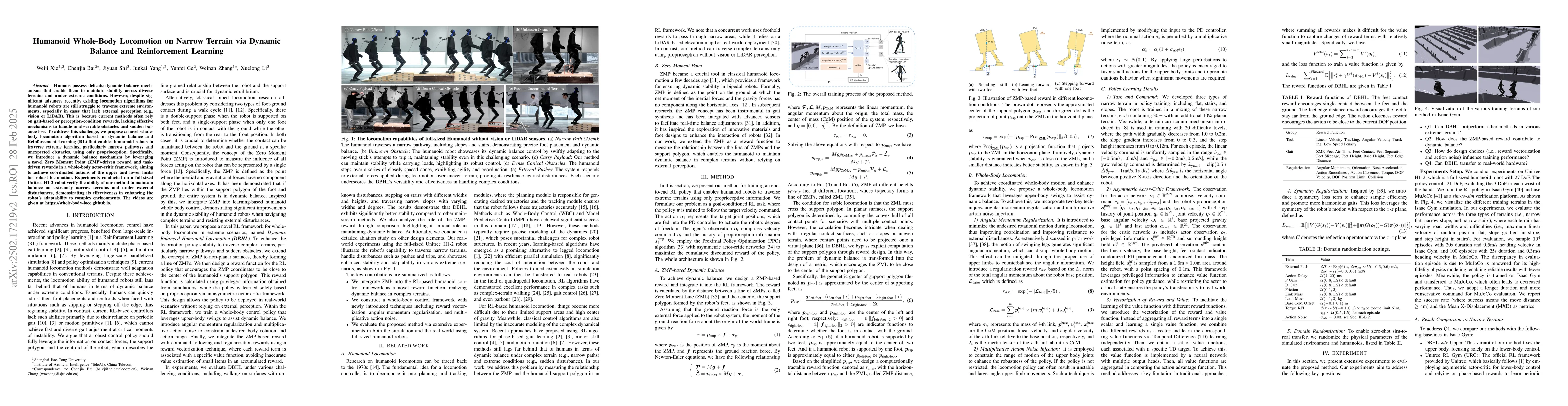 Thumbnail for Humanoid Whole-Body Locomotion on Narrow Terrain via Dynamic Balance and
  Reinforcement Learning