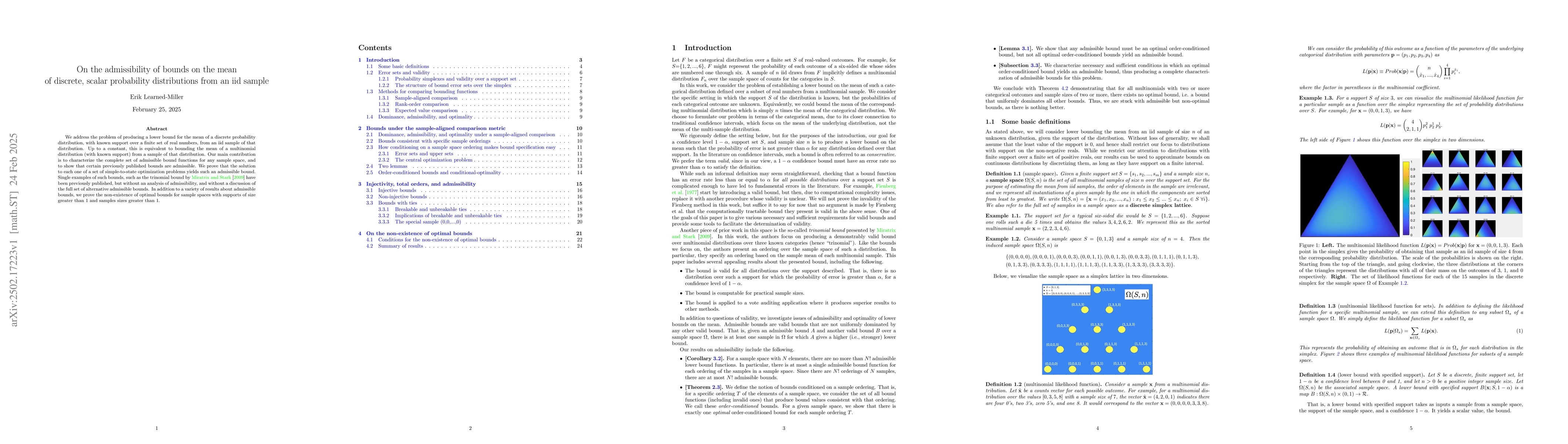 Thumbnail for On the admissibility of bounds on the mean of discrete, scalar
  probability distributions from an iid sample