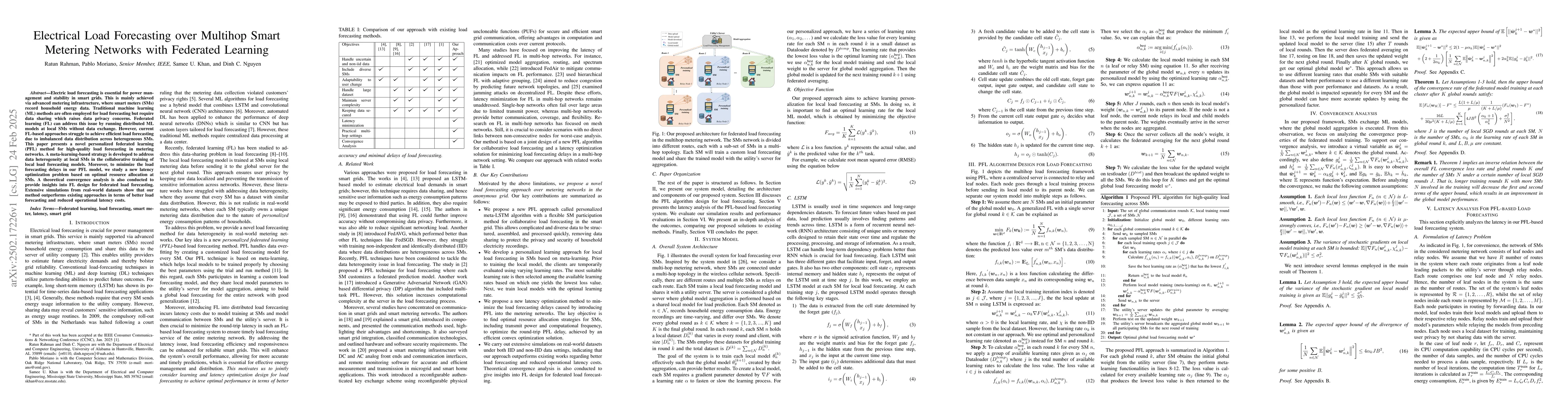 Thumbnail for Electrical Load Forecasting over Multihop Smart Metering Networks with
  Federated Learning