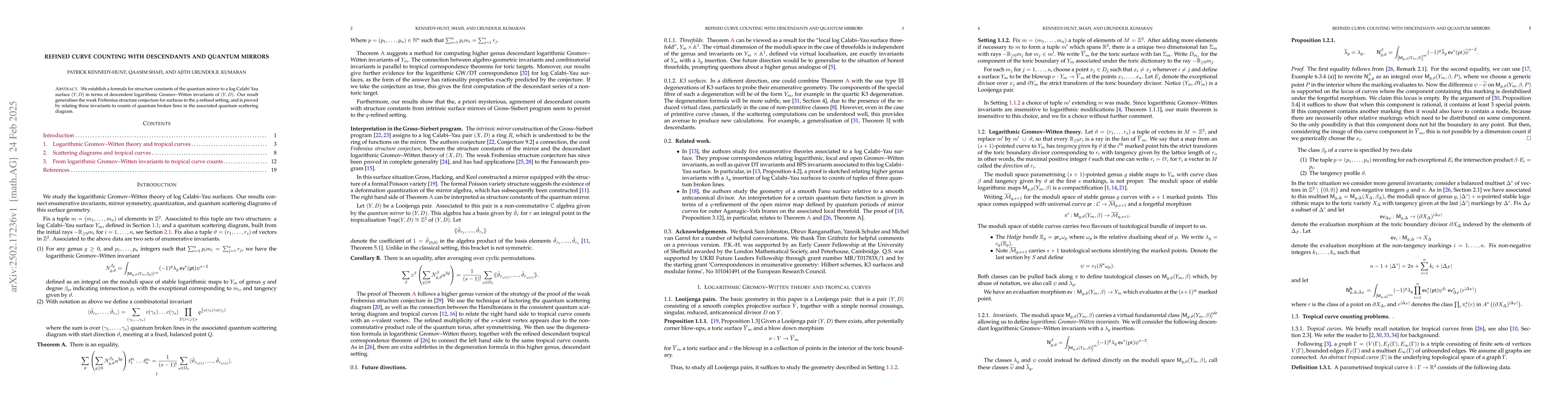 Thumbnail for Refined curve counting with descendants and quantum mirrors