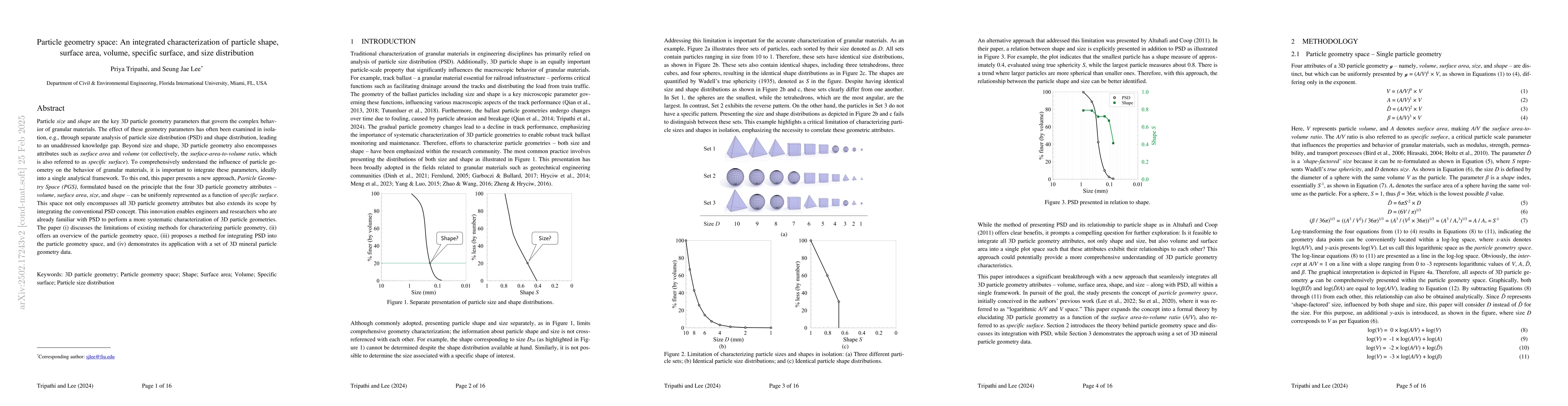 Thumbnail for Particle geometry space: An integrated characterization of particle
  shape, surface area, volume, specific surface, and size distribution