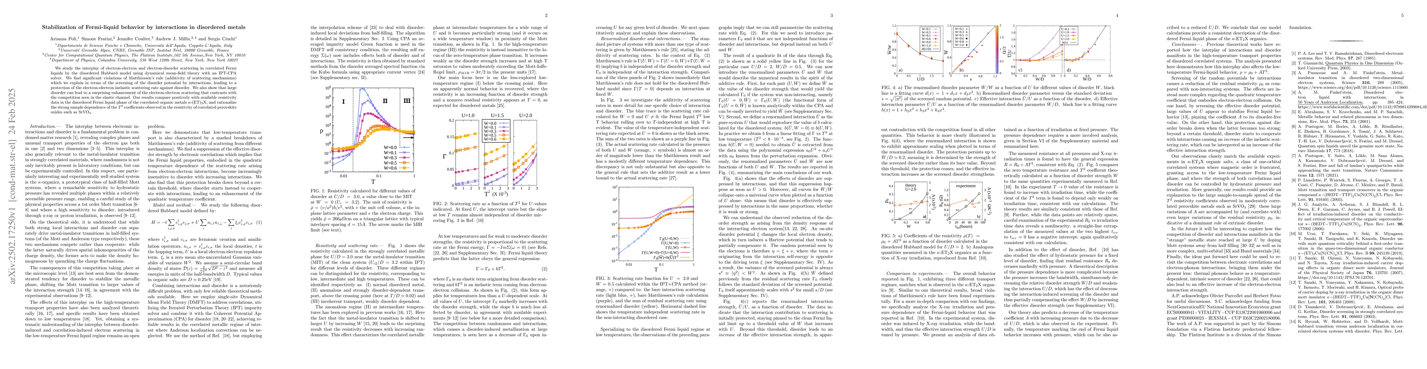 Thumbnail for Stabilization of Fermi-liquid behavior by interactions in disordered
  metals