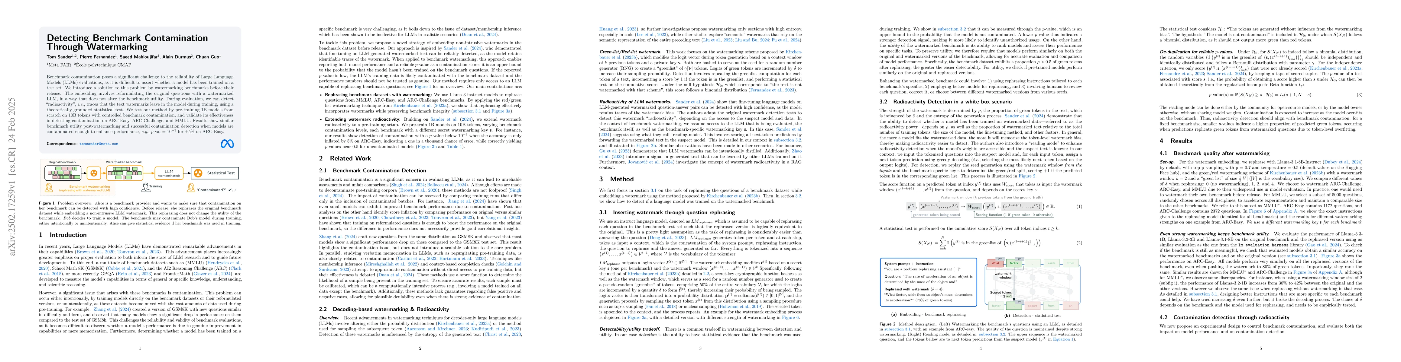 Thumbnail for Detecting Benchmark Contamination Through Watermarking