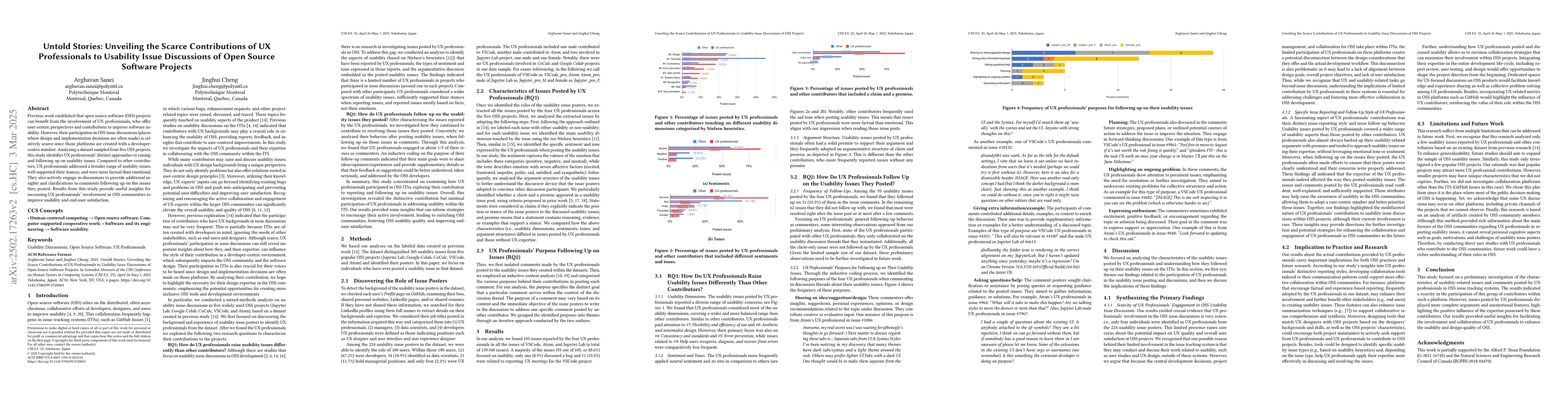 Thumbnail for Untold Stories: Unveiling the Scarce Contributions of UX Professionals
  to Usability Issue Discussions of Open Source Software Projects