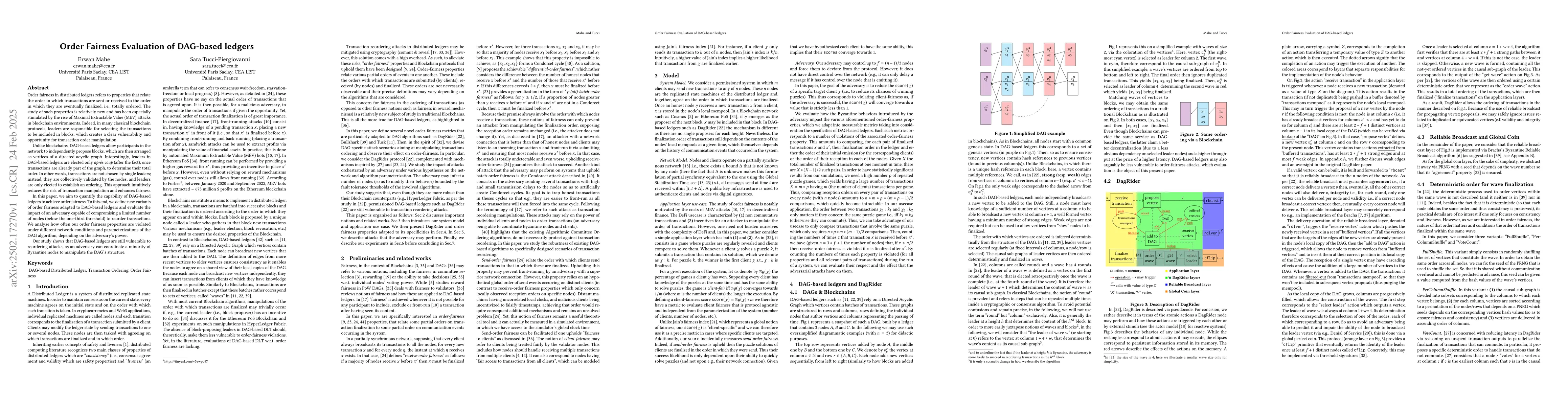 Thumbnail for Order Fairness Evaluation of DAG-based ledgers