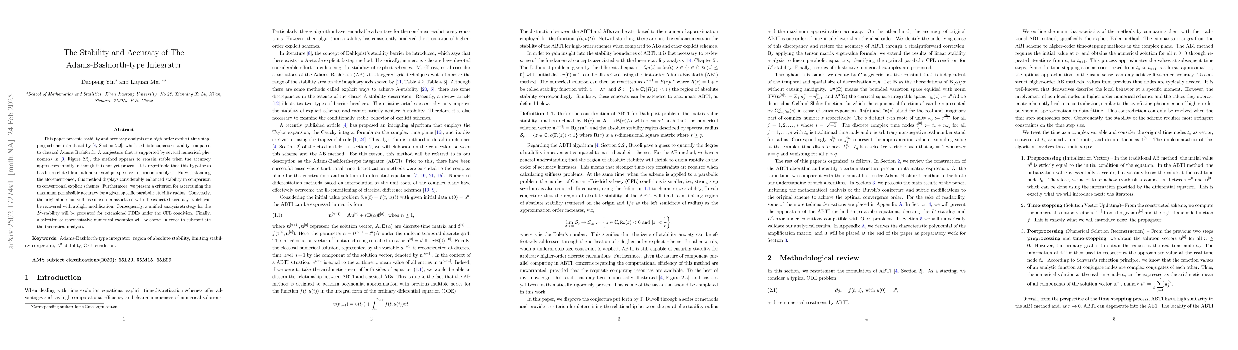 Thumbnail for The Stability and Accuracy of The Adams-Bashforth-type Integrator