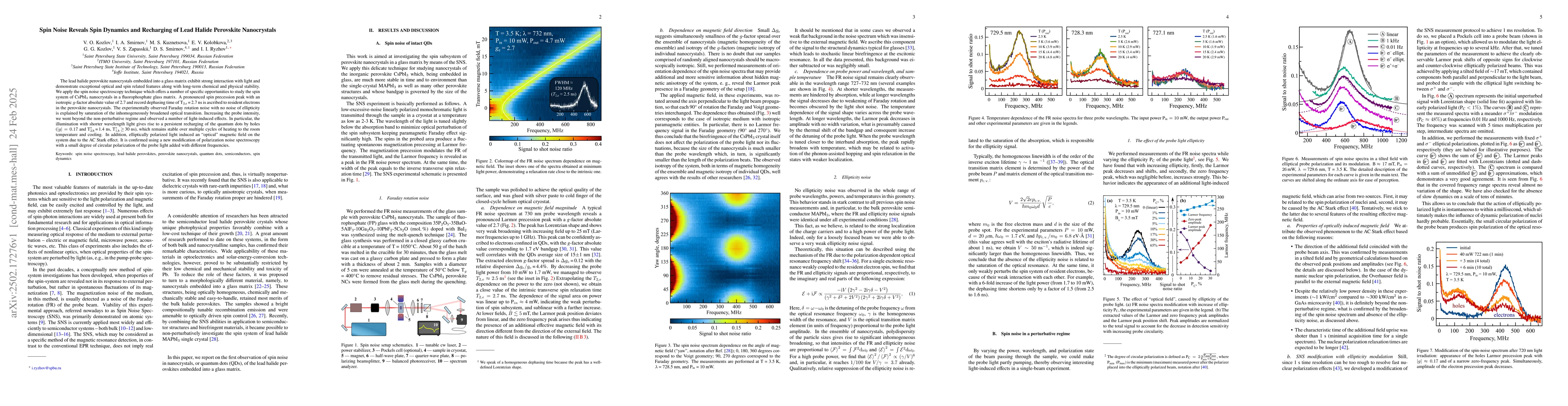 Thumbnail for Spin noise reveals spin dynamics and recharging of lead halide
  perovskite nanocrystals