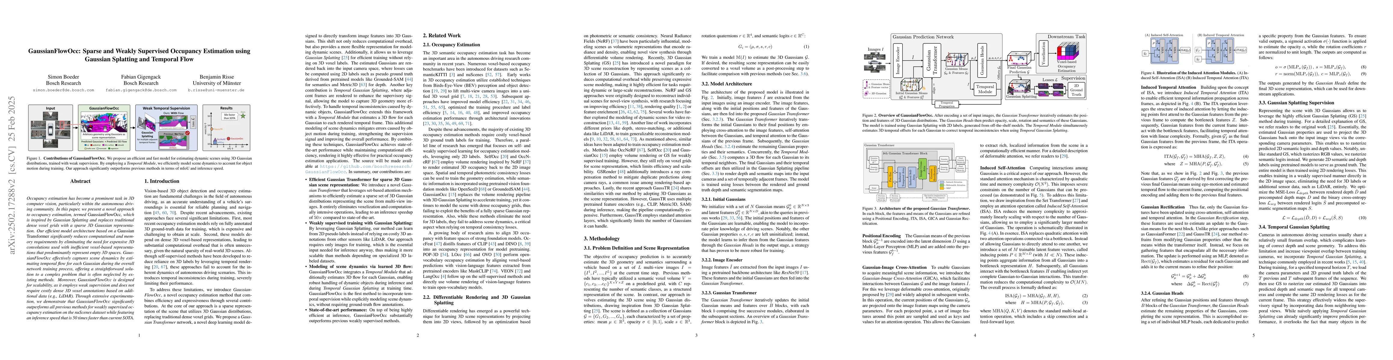Thumbnail for GaussianFlowOcc: Sparse and Weakly Supervised Occupancy Estimation using
  Gaussian Splatting and Temporal Flow