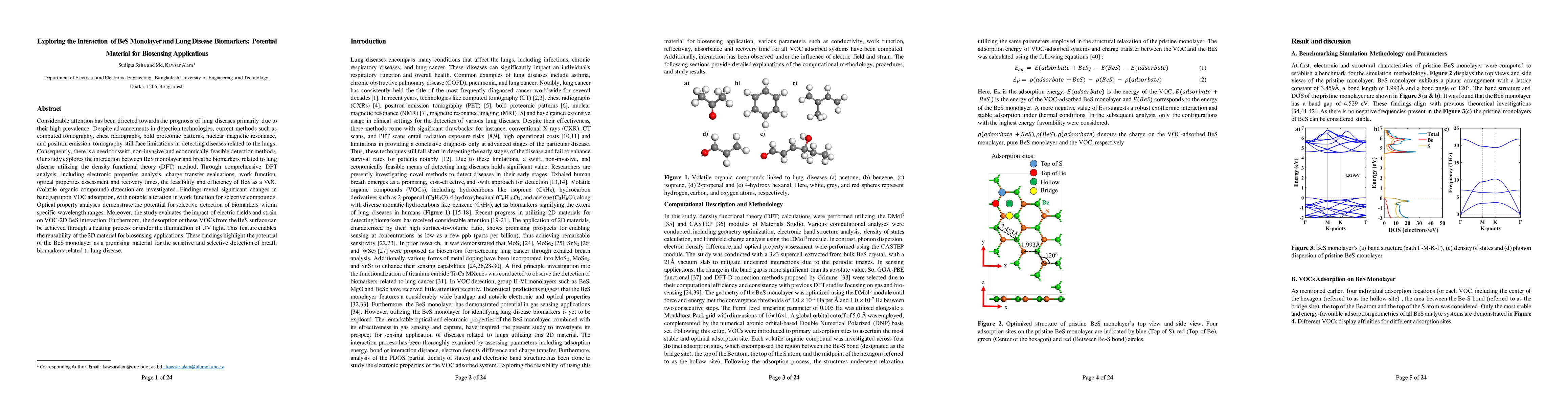 Thumbnail for Exploring the Interaction of BeS Monolayer and Lung Disease Biomarkers:
  Potential Material for Biosensing Applications