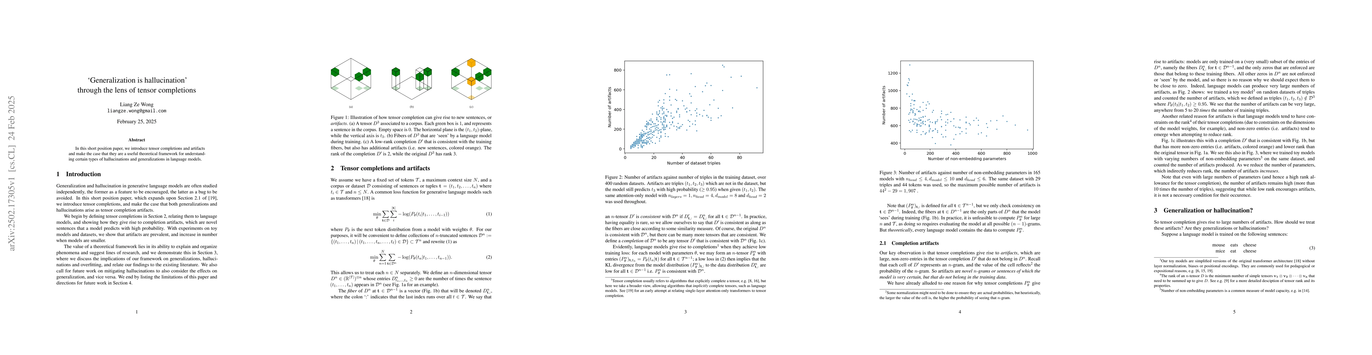 Thumbnail for `Generalization is hallucination' through the lens of tensor completions