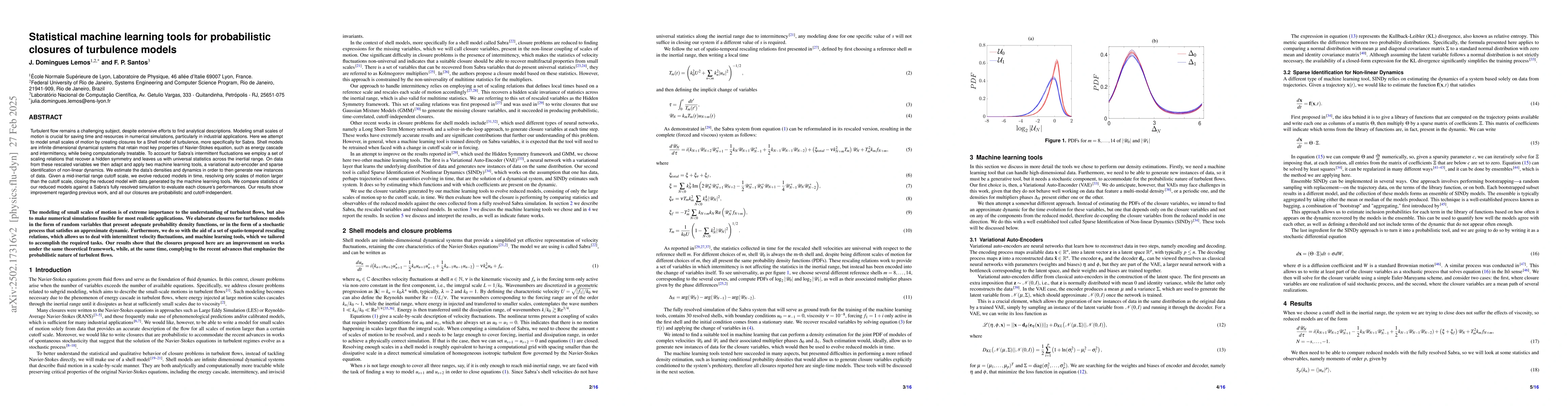 Thumbnail for Statistical machine learning tools for probabilistic closures of
  turbulence models