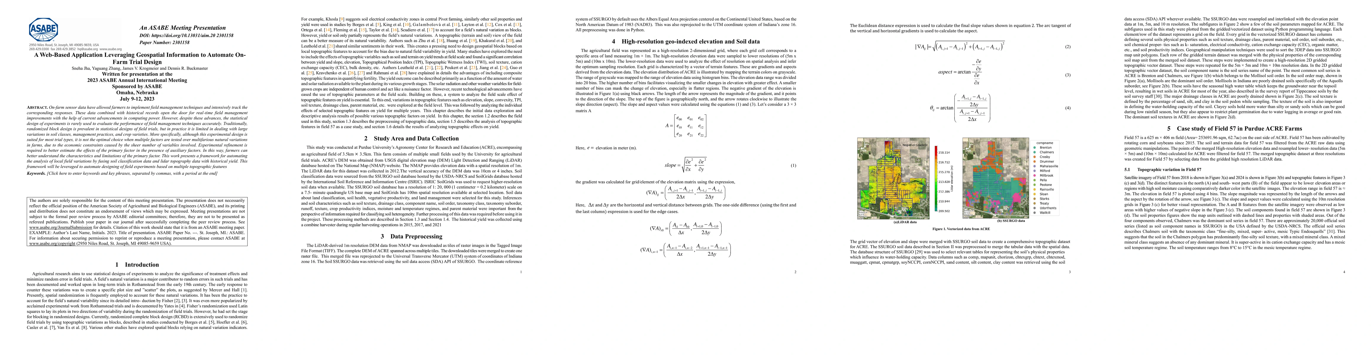Thumbnail for A Web-Based Application Leveraging Geospatial Information to Automate
  On-Farm Trial Design