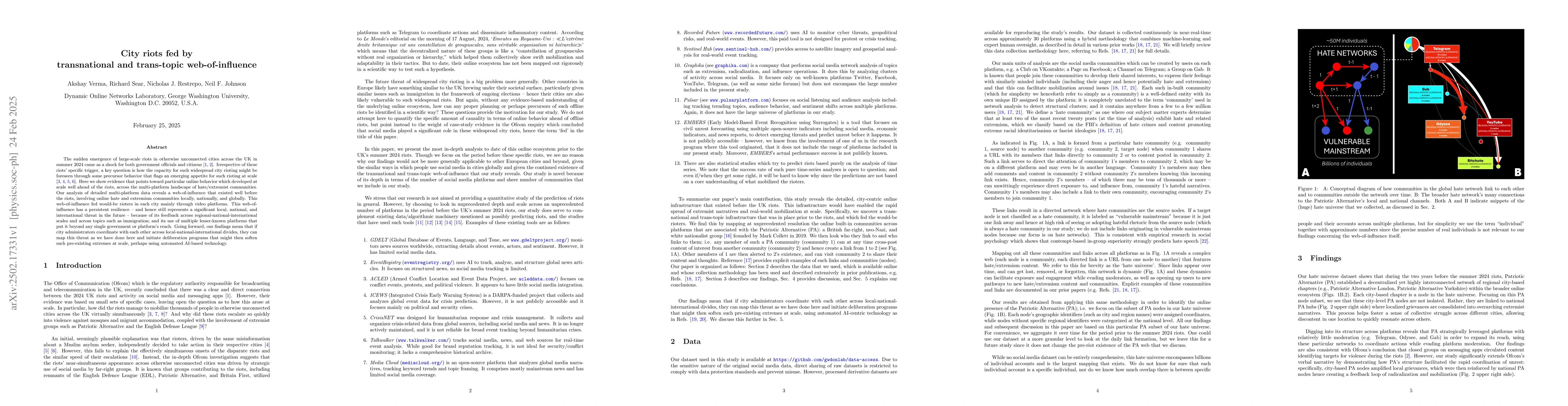 Thumbnail for City riots fed by transnational and trans-topic web-of-influence