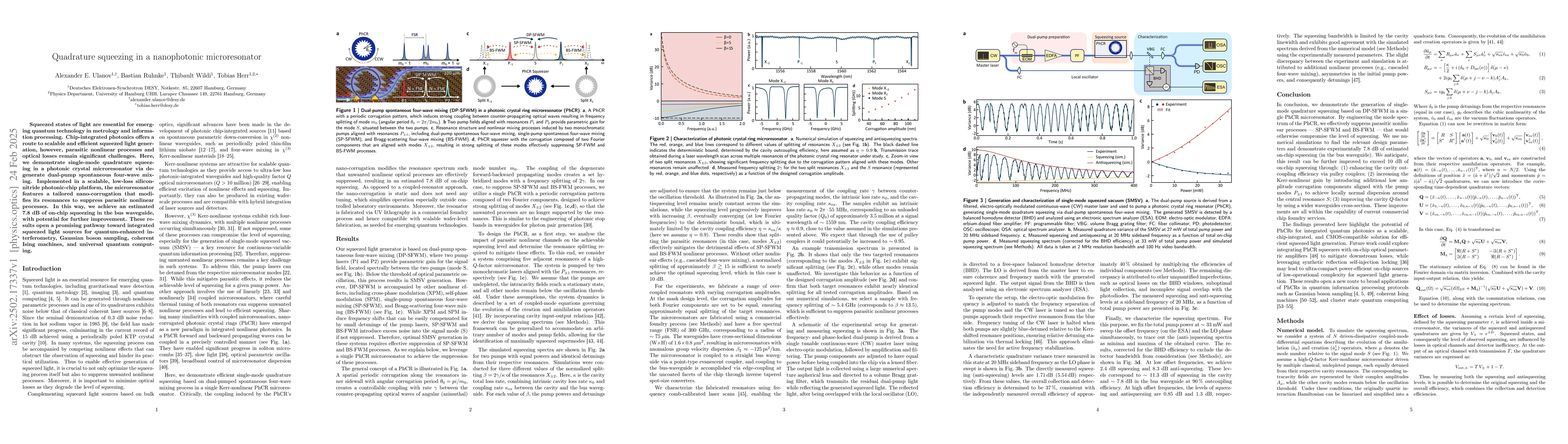 Thumbnail for Quadrature squeezing in a nanophotonic microresonator