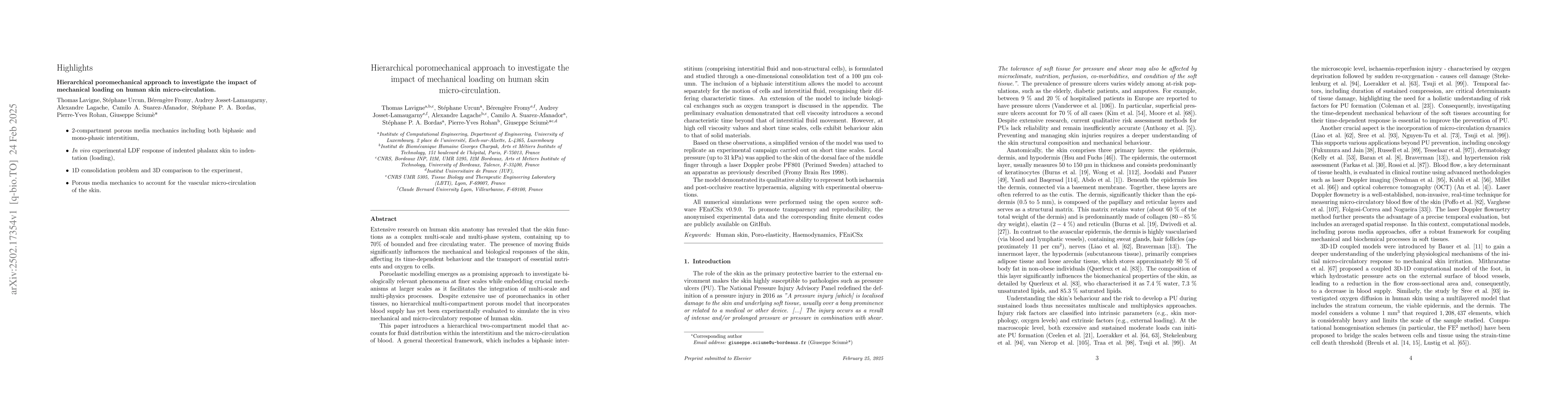 Thumbnail for Hierarchical poromechanical approach to investigate the impact of
  mechanical loading on human skin micro-circulation