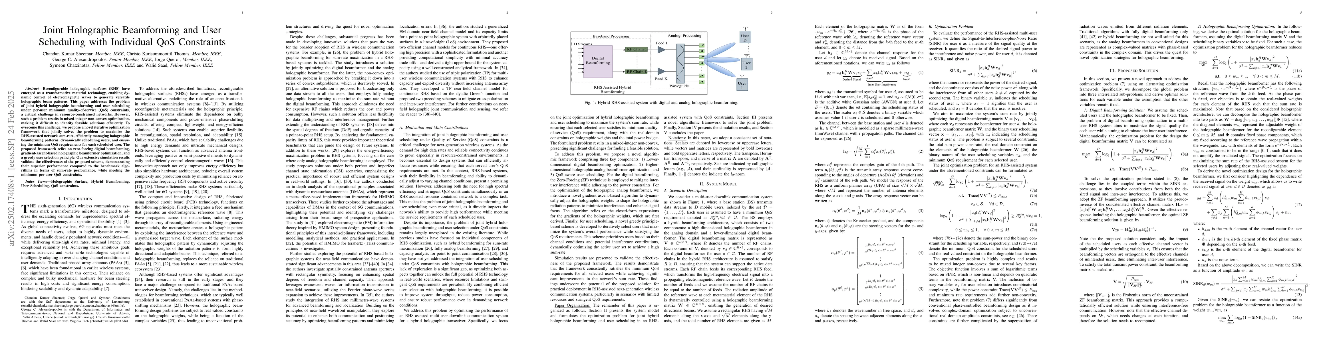Thumbnail for Joint Holographic Beamforming and User Scheduling with Individual QoS
  Constraints
