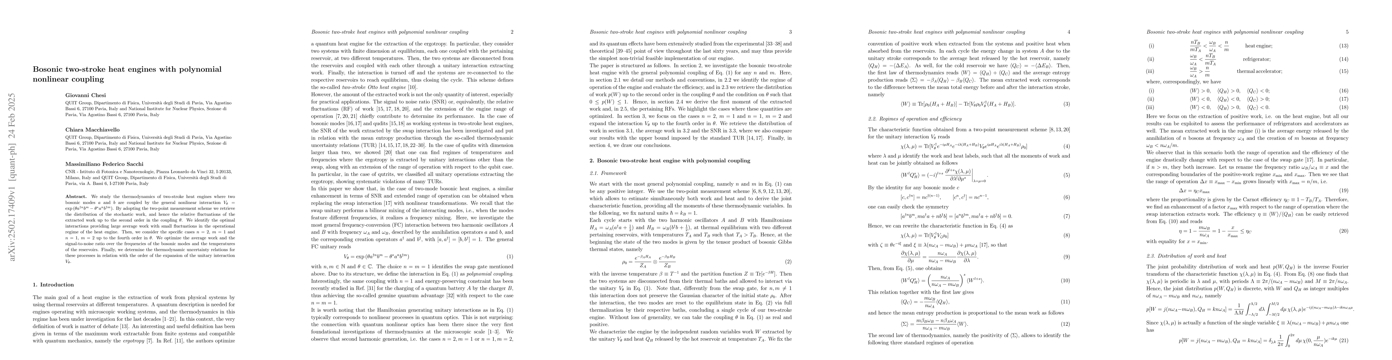 Thumbnail for Bosonic two-stroke heat engines with polynomial nonlinear coupling
