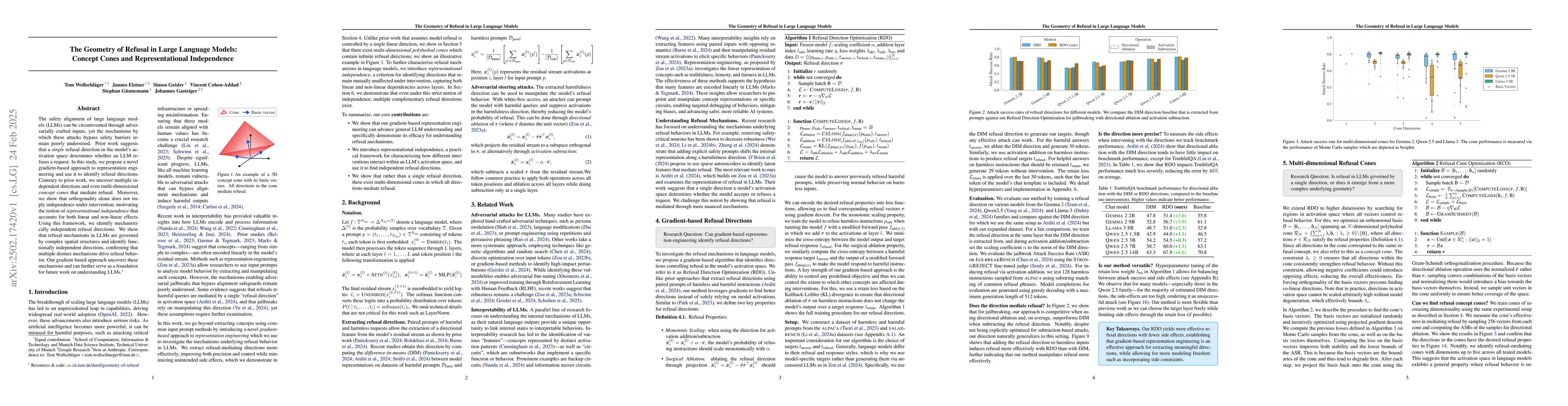 Thumbnail for The Geometry of Refusal in Large Language Models: Concept Cones and
  Representational Independence