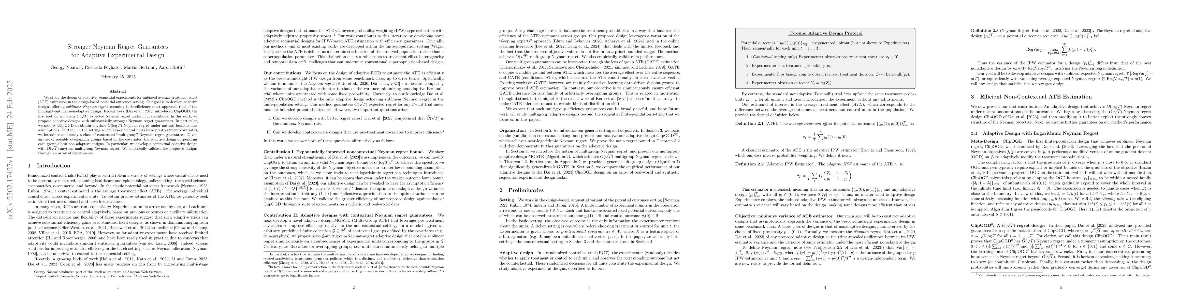 Thumbnail for Stronger Neyman Regret Guarantees for Adaptive Experimental Design