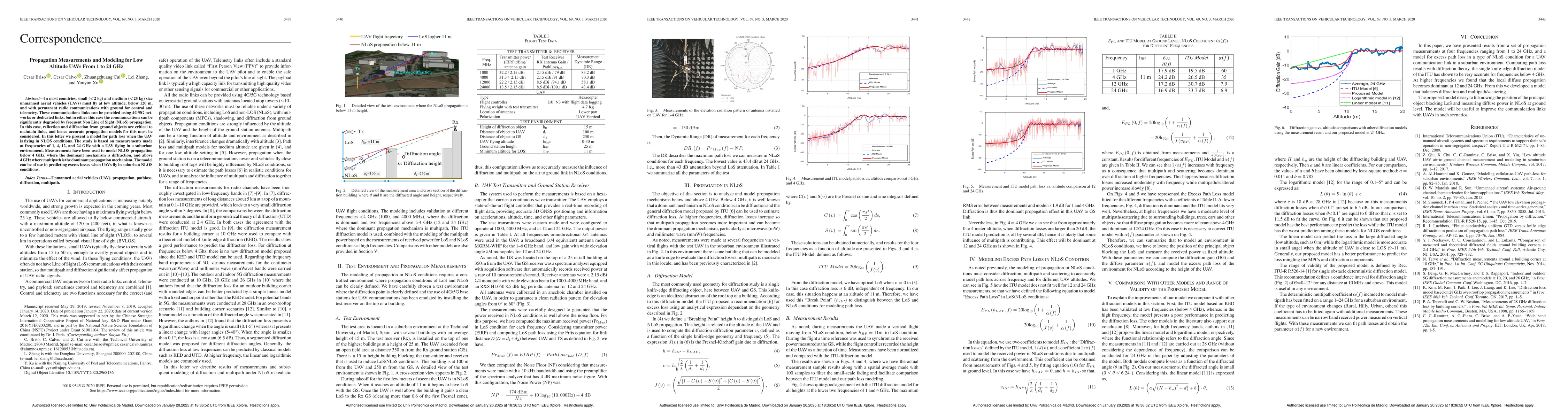 Thumbnail for Propagation Measurements and Modeling for Low Altitude UAVs From 1 to 24
  GHz