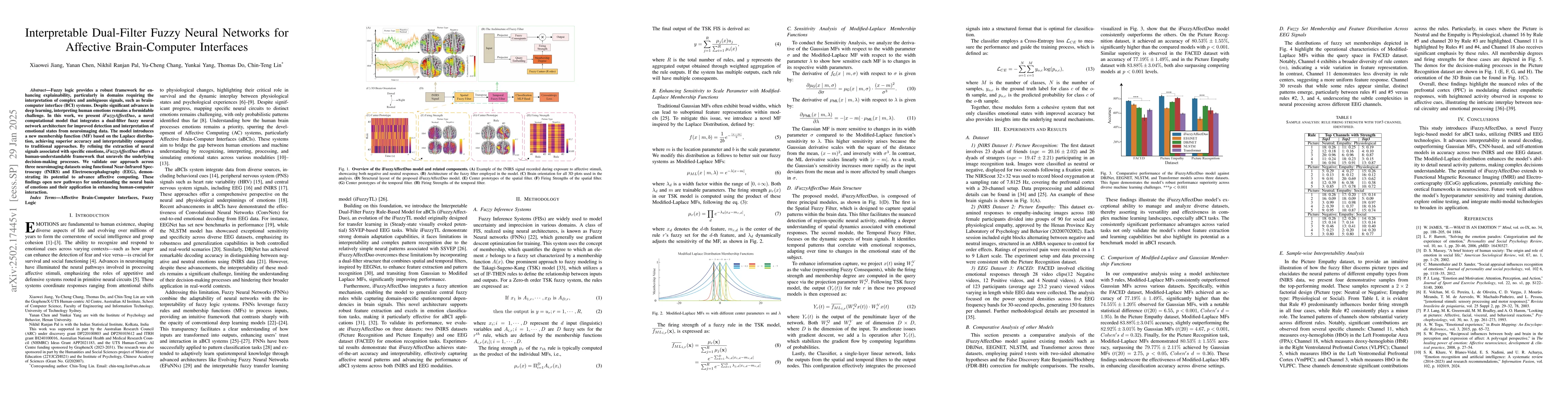 Thumbnail for Interpretable Dual-Filter Fuzzy Neural Networks for Affective
  Brain-Computer Interfaces