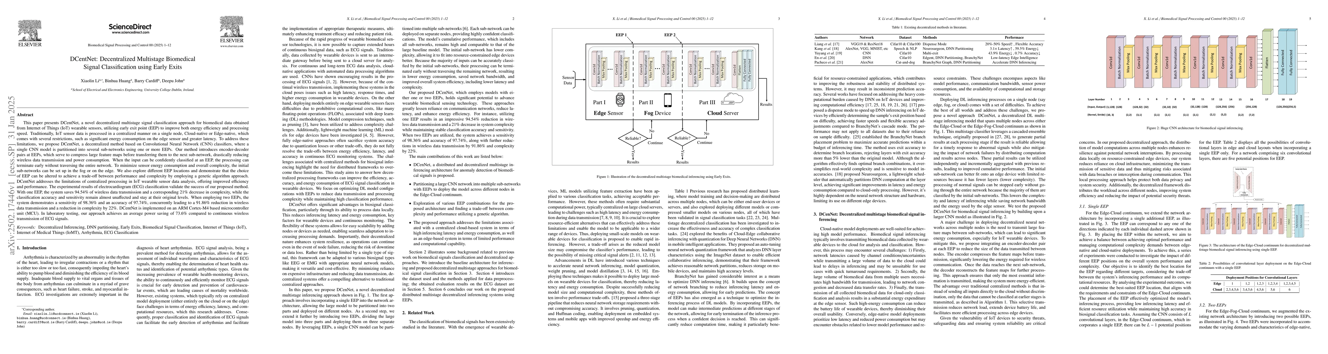 Thumbnail for DCentNet: Decentralized Multistage Biomedical Signal Classification
  using Early Exits