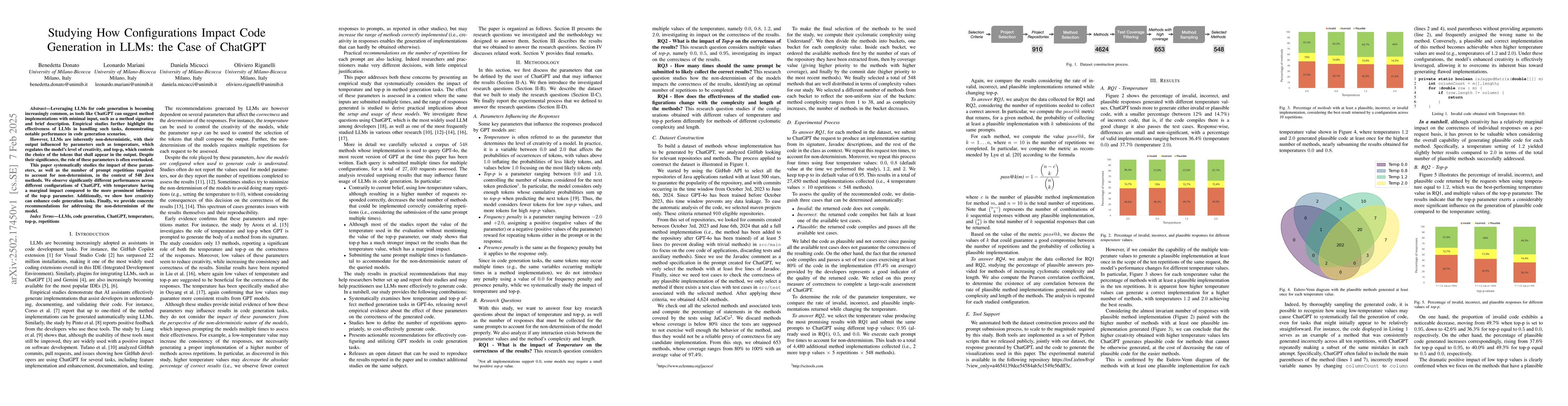 Thumbnail for Studying How Configurations Impact Code Generation in LLMs: the Case of
  ChatGPT