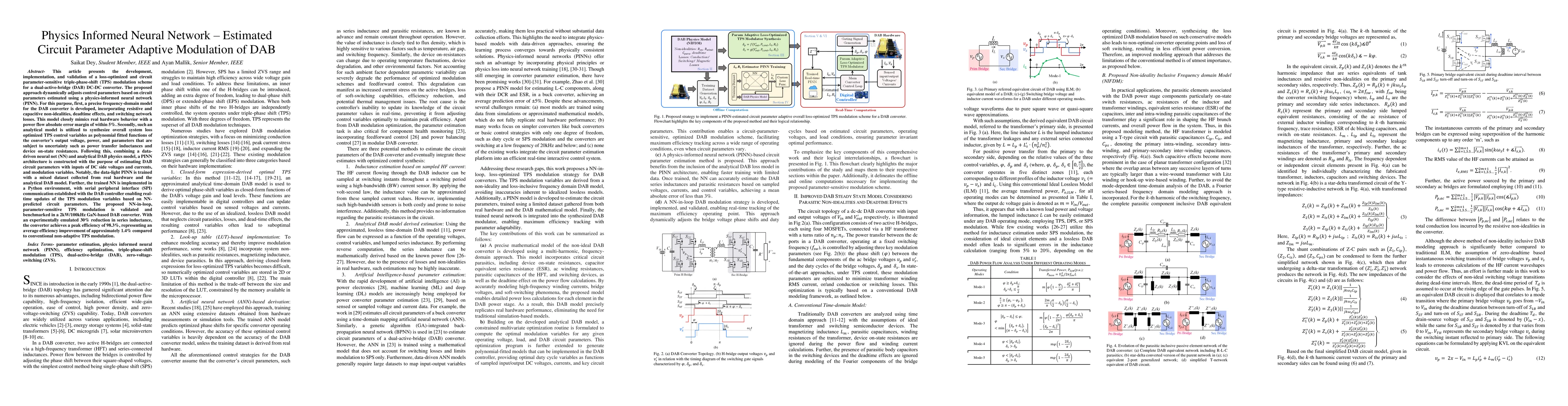 Thumbnail for Physics Informed Neural Network Estimated Circuit Parameter Adaptive
  Modulation of DAB
