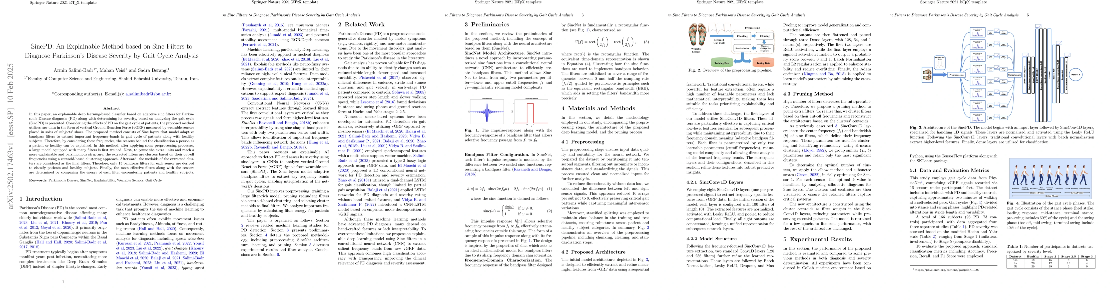 Thumbnail for SincPD: An Explainable Method based on Sinc Filters to Diagnose
  Parkinson's Disease Severity by Gait Cycle Analysis