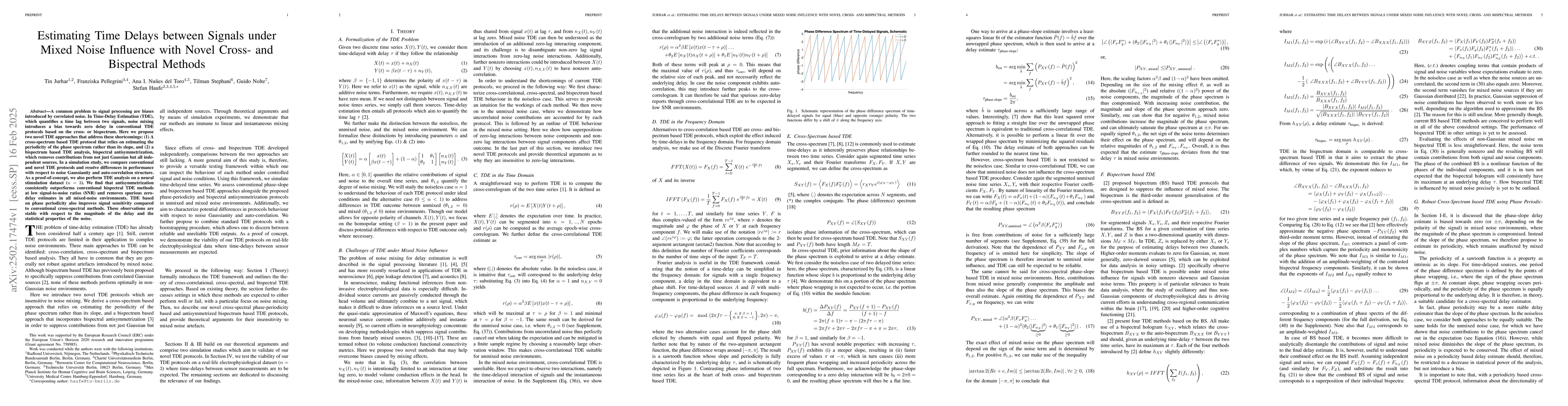 Thumbnail for Estimating Time Delays between Signals under Mixed Noise Influence with
  Novel Cross- and Bispectral Methods