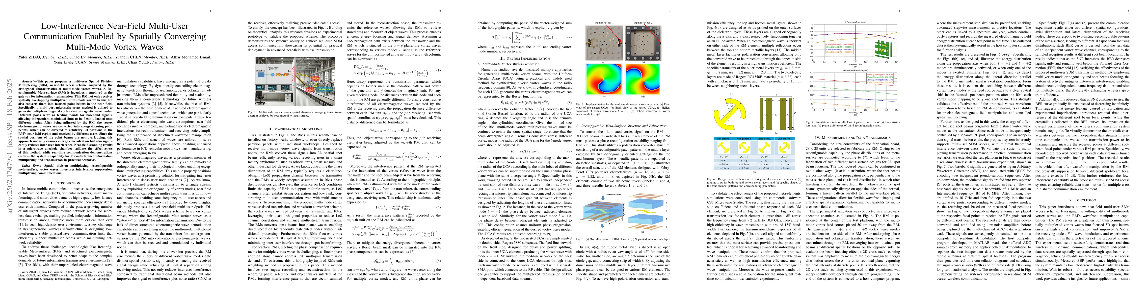 Thumbnail for Low-Interference Near-Field Multi-User Communication Enabled by
  Spatially Converging Multi-Mode Vortex Waves