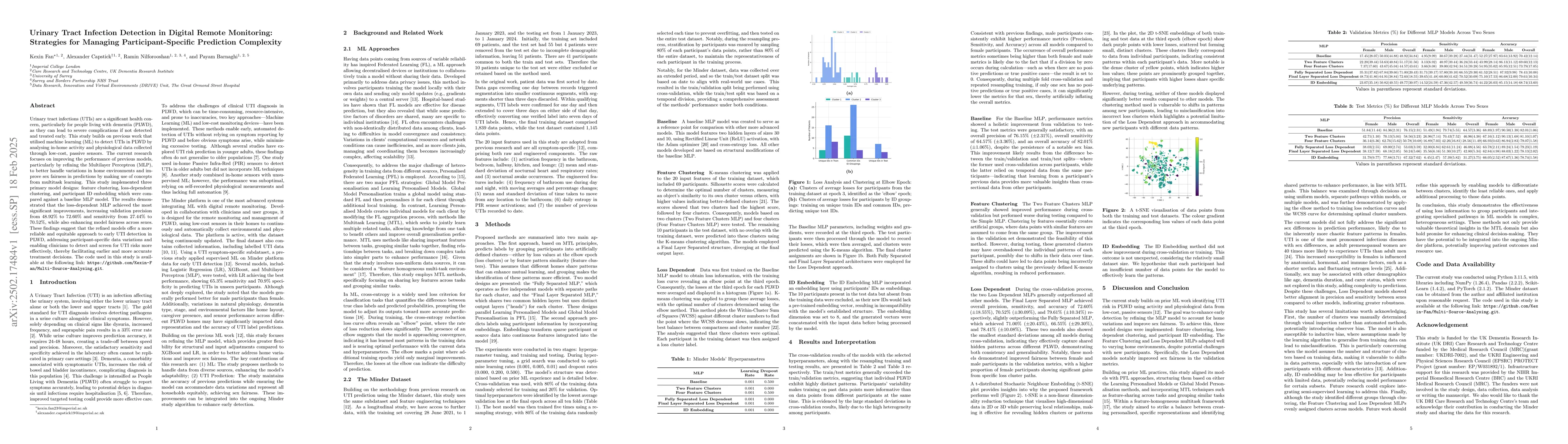Thumbnail for Urinary Tract Infection Detection in Digital Remote Monitoring:
  Strategies for Managing Participant-Specific Prediction Complexity