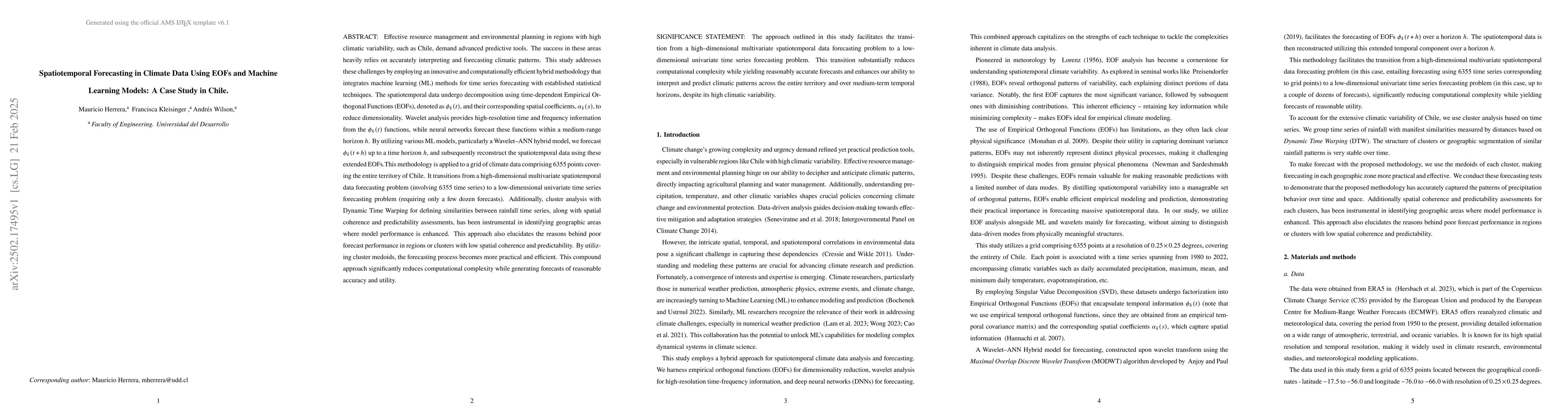 Thumbnail for Spatiotemporal Forecasting in Climate Data Using EOFs and Machine
  Learning Models: A Case Study in Chile