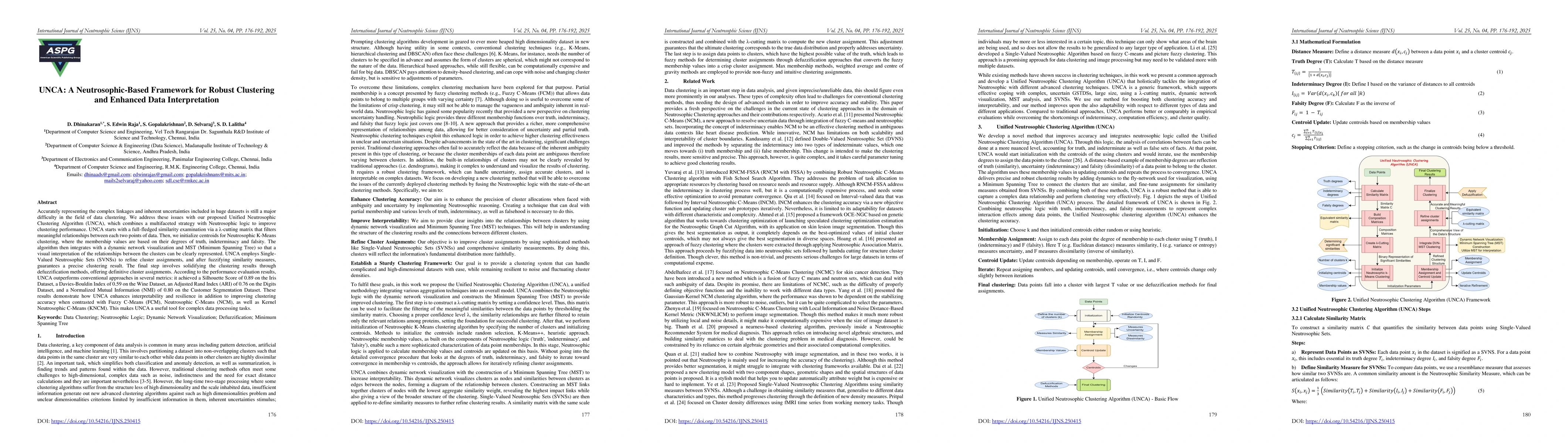 Thumbnail for UNCA: A Neutrosophic-Based Framework for Robust Clustering and Enhanced
  Data Interpretation