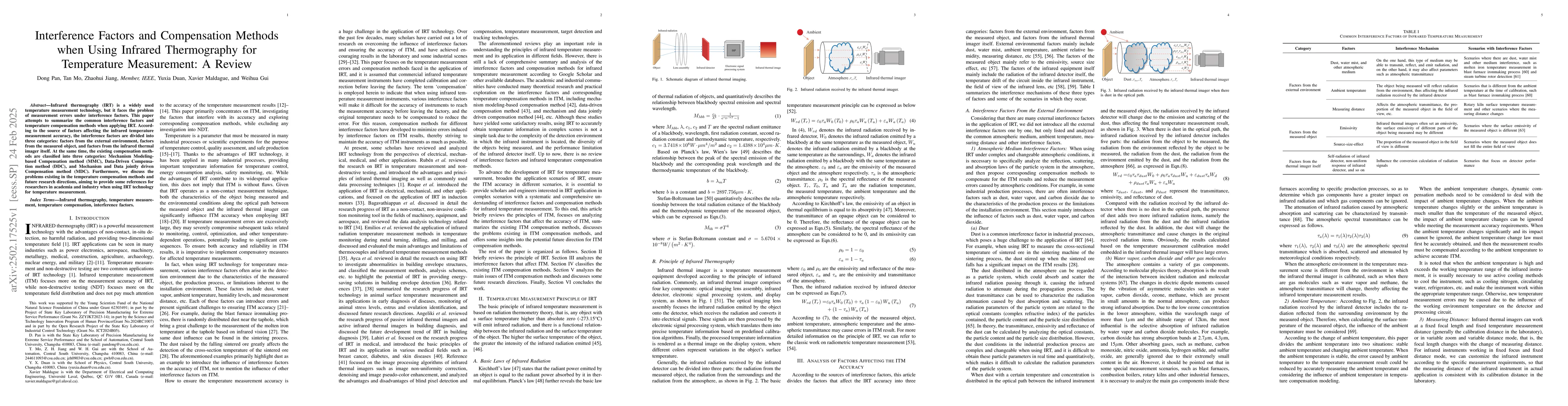Thumbnail for Interference Factors and Compensation Methods when Using Infrared
  Thermography for Temperature Measurement: A Review