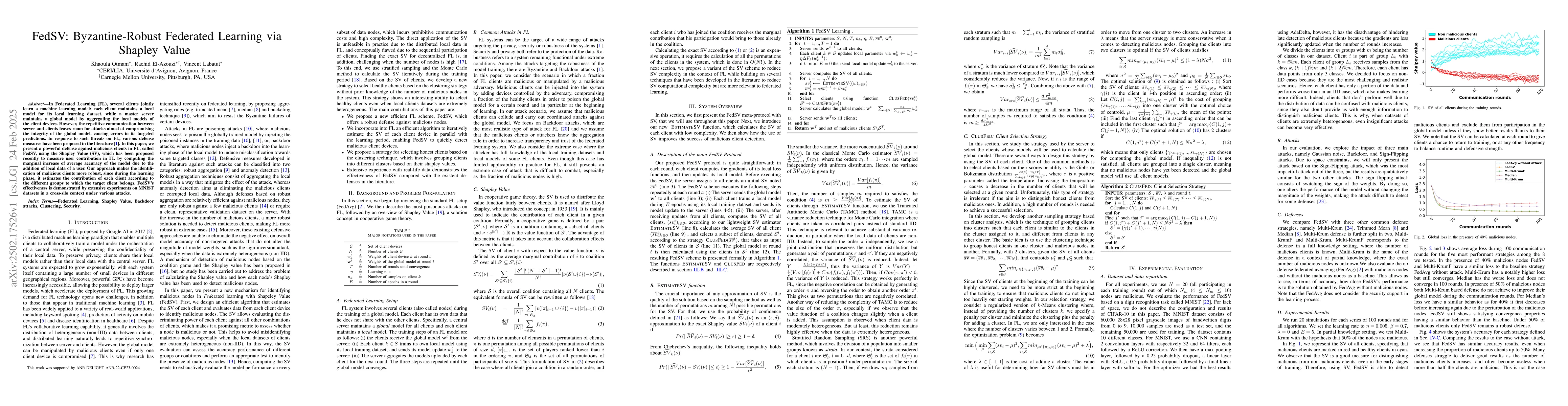 Thumbnail for FedSV: Byzantine-Robust Federated Learning via Shapley Value