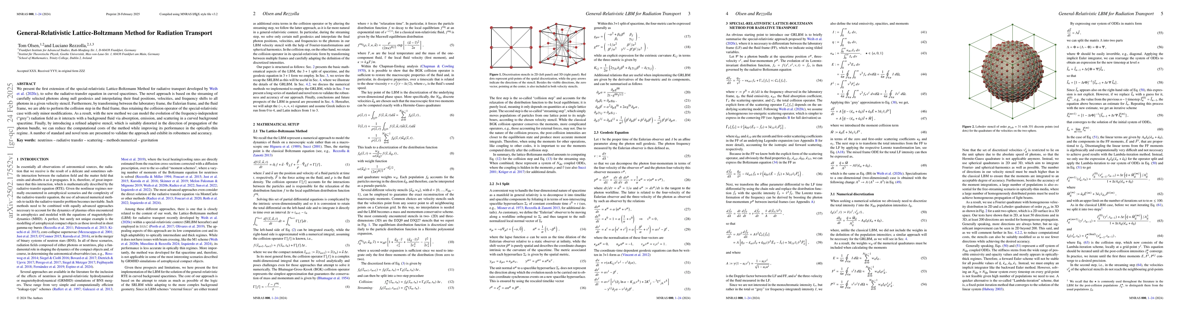 Thumbnail for General-Relativistic Lattice-Boltzmann Method for Radiation Transport