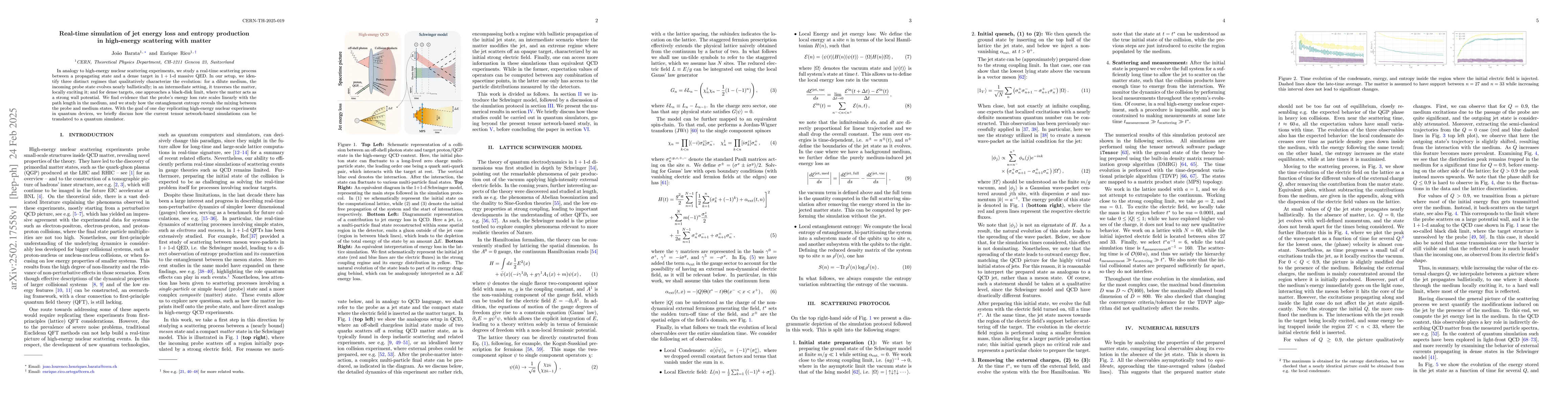 Thumbnail for Real-time simulation of jet energy loss and entropy production in
  high-energy scattering with matter