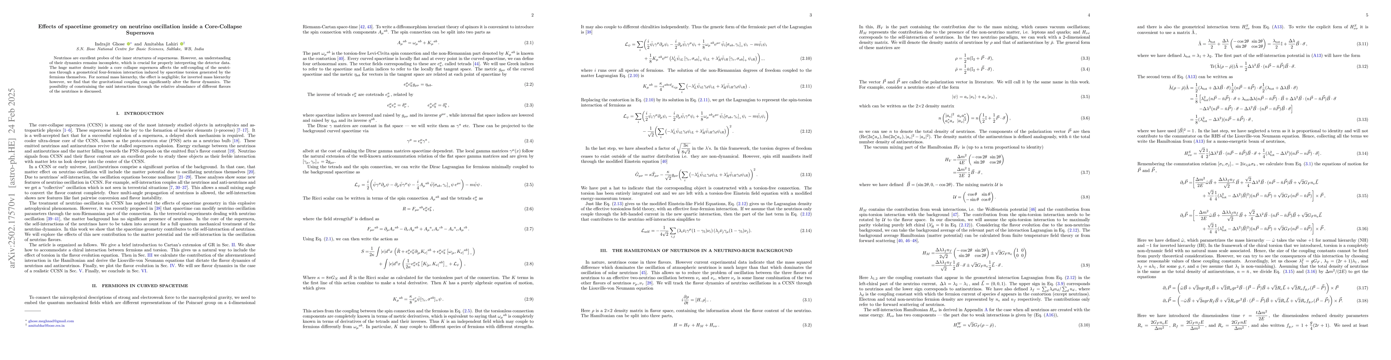 Thumbnail for Effects of spacetime geometry on neutrino oscillation inside a
  Core-Collapse Supernova