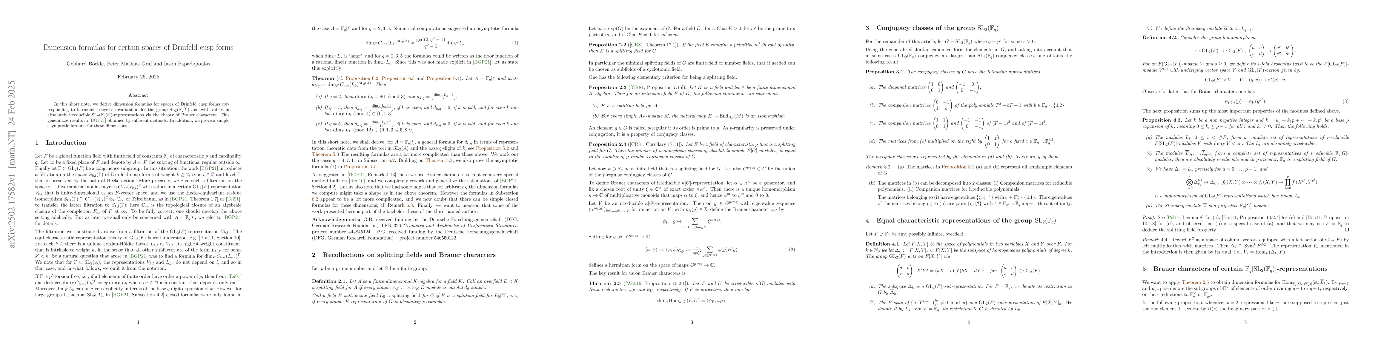 Thumbnail for Dimension formulas for certain spaces of Drinfeld cusp forms