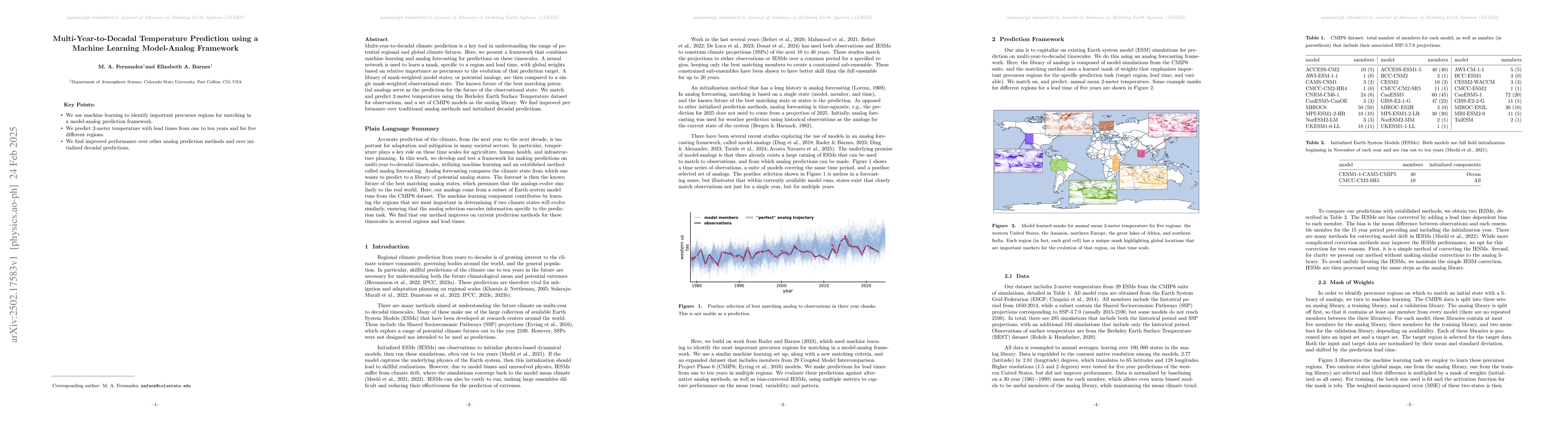 Thumbnail for Multi-Year-to-Decadal Temperature Prediction using a Machine Learning
  Model-Analog Framework