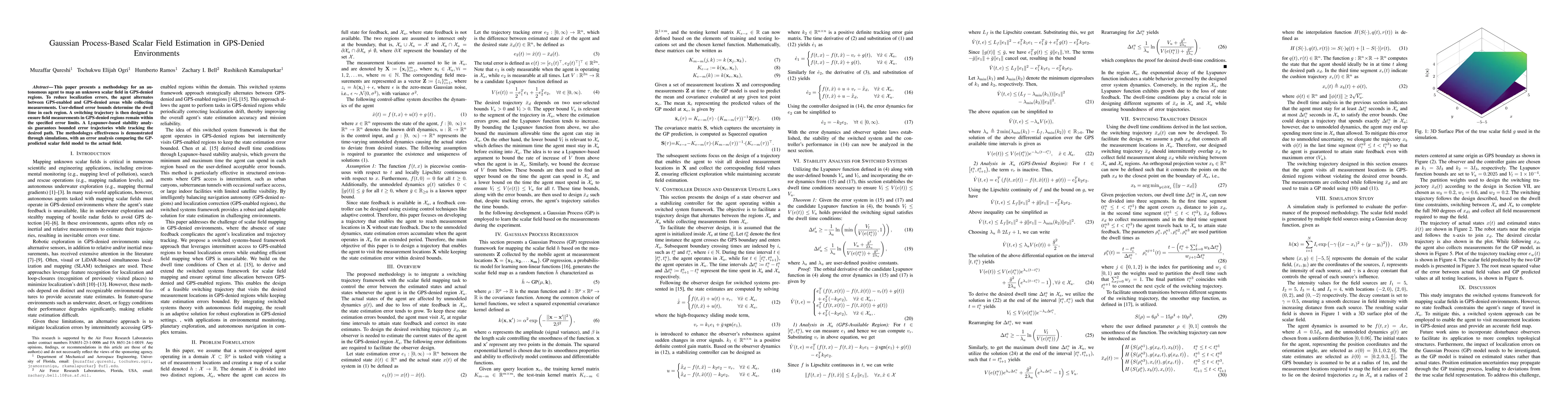 Thumbnail for Gaussian Process-Based Scalar Field Estimation in GPS-Denied
  Environments