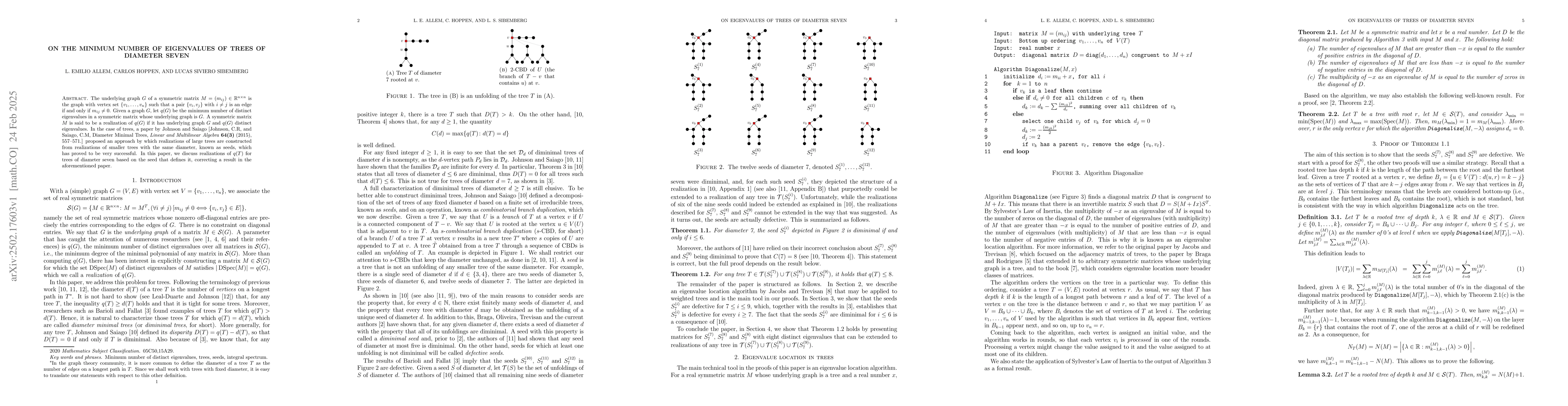 Thumbnail for On the minimum number of eigenvalues of trees of diameter seven