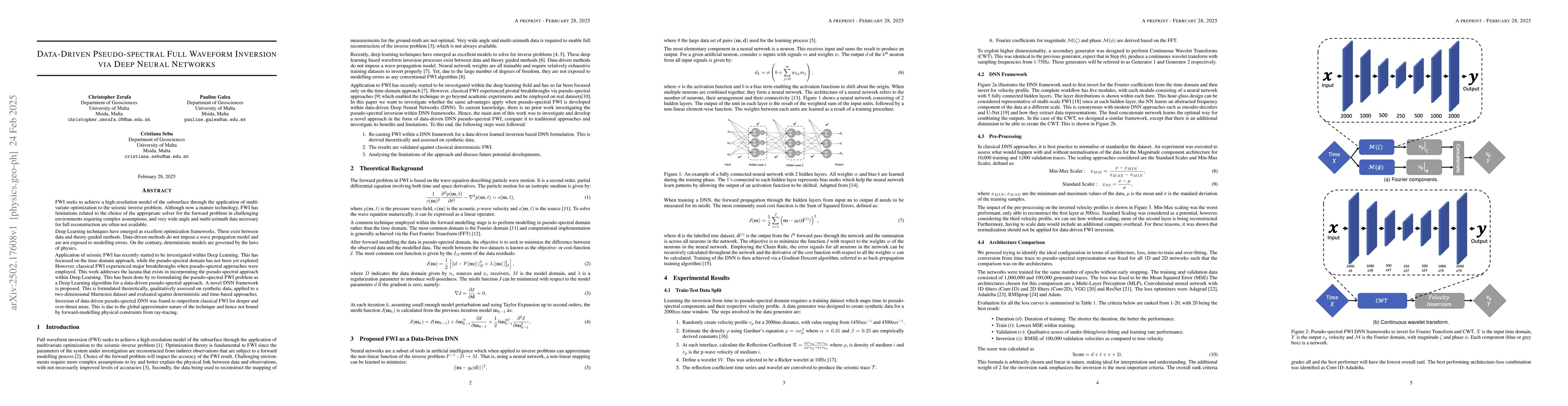 Thumbnail for Data-Driven Pseudo-spectral Full Waveform Inversion via Deep Neural
  Networks