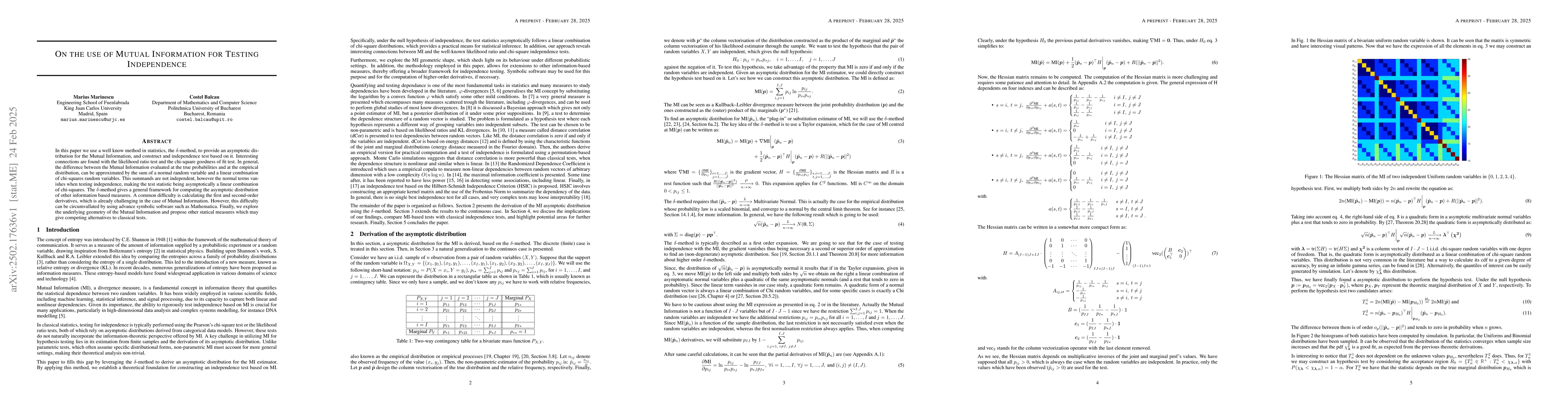 Thumbnail for On the use of Mutual Information for Testing Independence