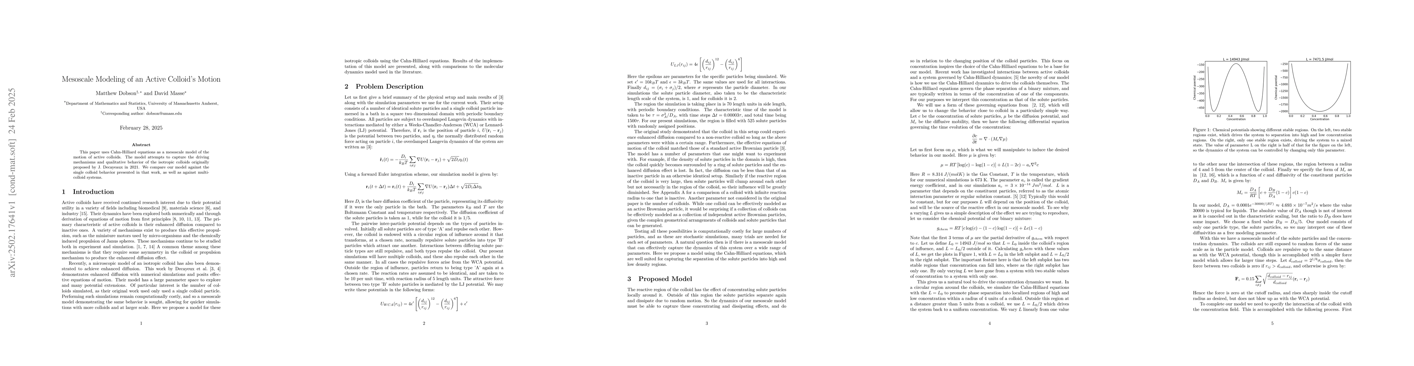Thumbnail for Mesoscale Modeling of an Active Colloid's Motion