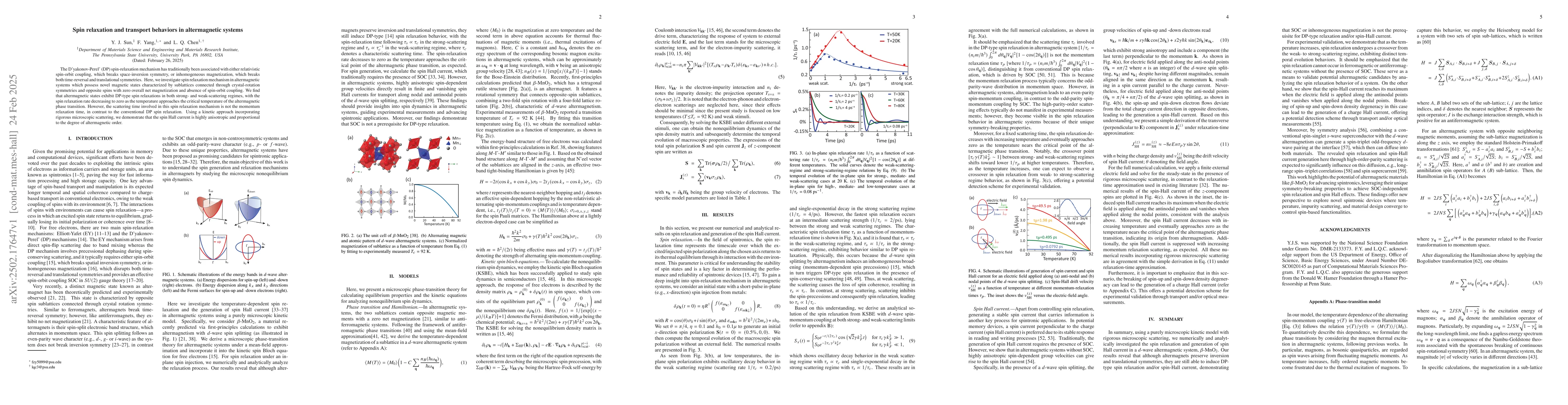 Thumbnail for Spin relaxation and transport behaviors in altermagnetic systems