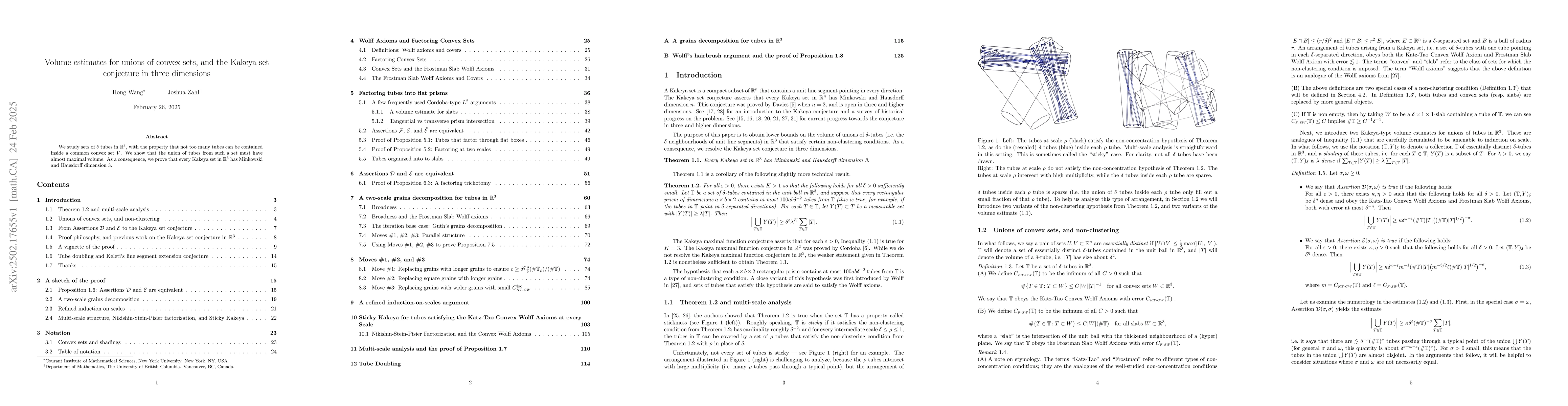 Thumbnail for Volume estimates for unions of convex sets, and the Kakeya set
  conjecture in three dimensions
